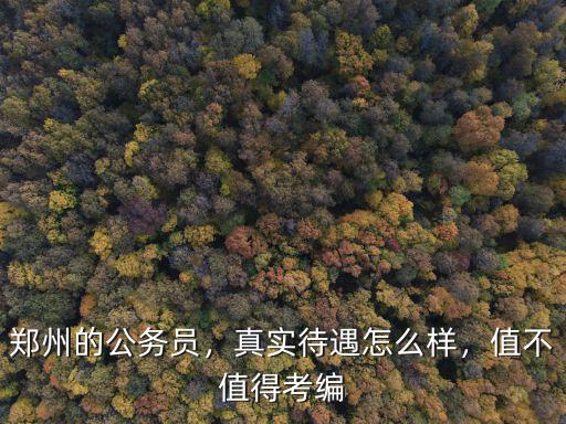 鄭州的公務(wù)員，真實(shí)待遇怎么樣，值不值得考編