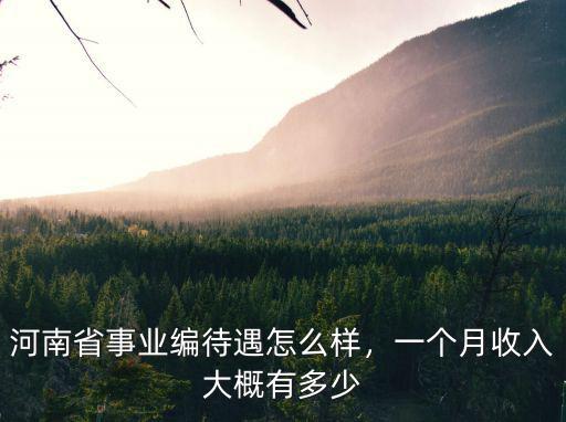 河南省事業(yè)編待遇怎么樣，一個月收入大概有多少