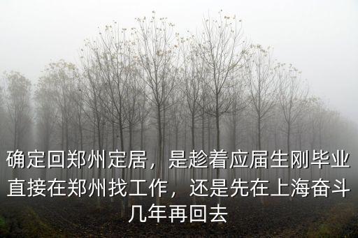 確定回鄭州定居，是趁著應屆生剛畢業直接在鄭州找工作，還是先在上海奮斗幾年再回去
