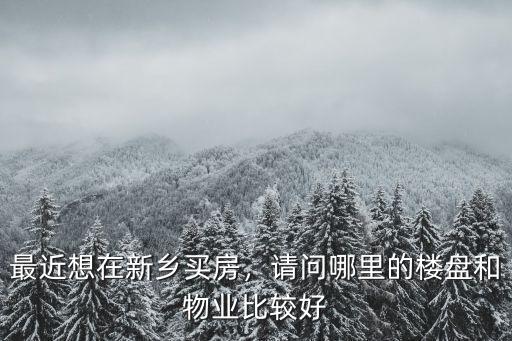 最近想在新鄉買房，請問哪里的樓盤和物業比較好