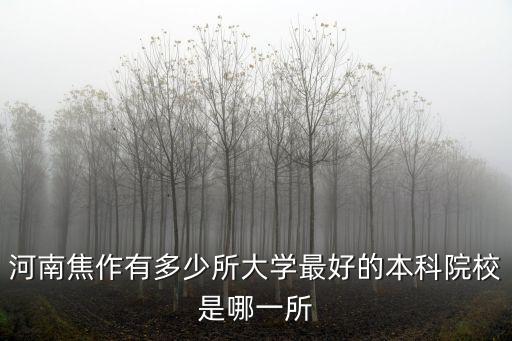 河南焦作有多少所大學最好的本科院校是哪一所