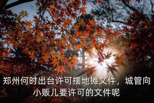 鄭州何時出臺許可擺地攤文件，城管向小販兒要許可的文件呢