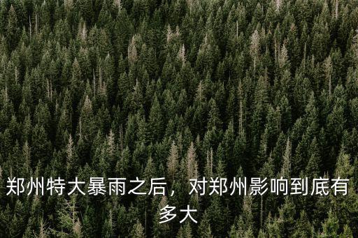 鄭州特大暴雨之后，對鄭州影響到底有多大