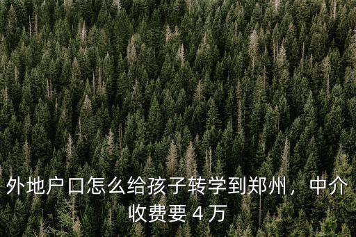 外地戶口怎么給孩子轉學到鄭州，中介收費要４萬