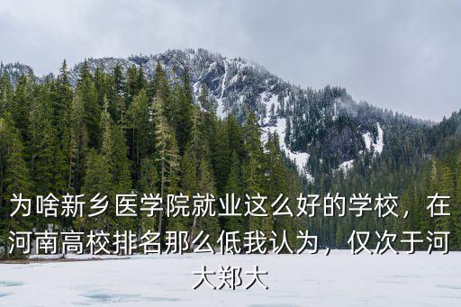 為啥新鄉(xiāng)醫(yī)學(xué)院就業(yè)這么好的學(xué)校，在河南高校排名那么低我認(rèn)為，僅次于河大鄭大