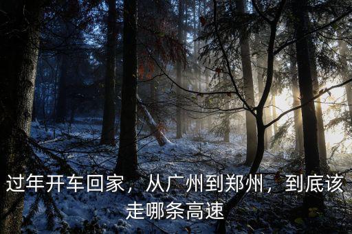 過年開車回家，從廣州到鄭州，到底該走哪條高速