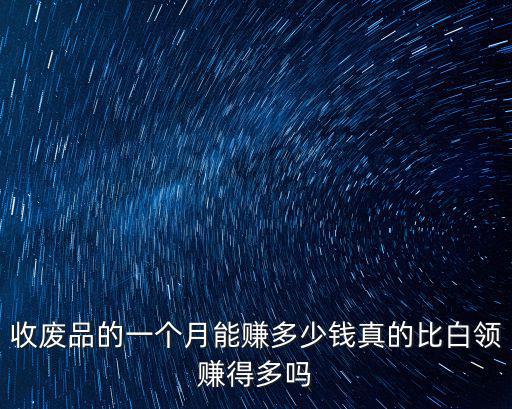 收廢品的一個月能賺多少錢真的比白領賺得多嗎