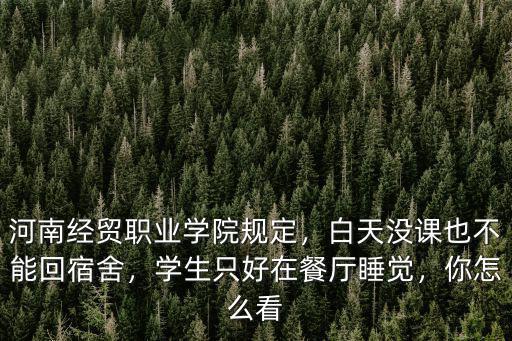 河南經貿職業學院規定，白天沒課也不能回宿舍，學生只好在餐廳睡覺，你怎么看