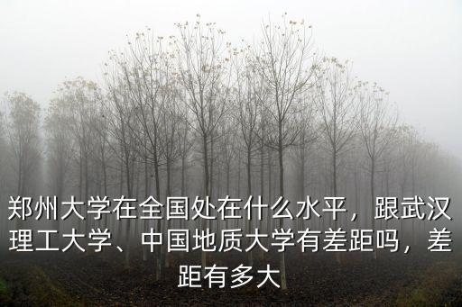 鄭州大學在全國處在什么水平，跟武漢理工大學、中國地質大學有差距嗎，差距有多大