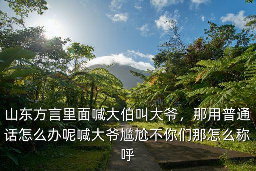 山東方言里面喊大伯叫大爺，那用普通話怎么辦呢喊大爺尷尬不你們那怎么稱呼