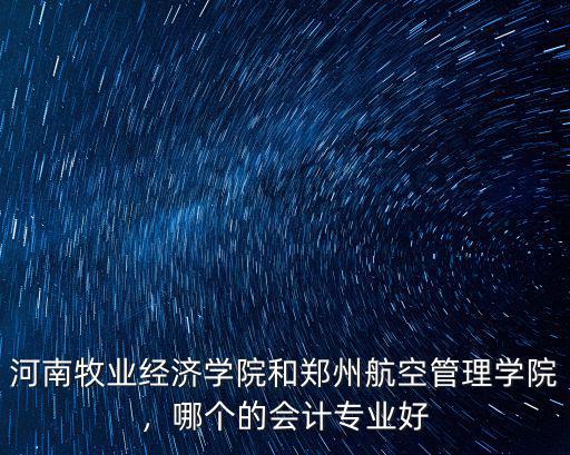 河南牧業(yè)經(jīng)濟學院和鄭州航空管理學院，哪個的會計專業(yè)好