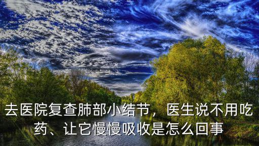 去醫院復查肺部小結節，醫生說不用吃藥、讓它慢慢吸收是怎么回事