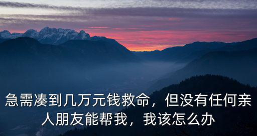 急需湊到幾萬元錢救命，但沒有任何親人朋友能幫我，我該怎么辦