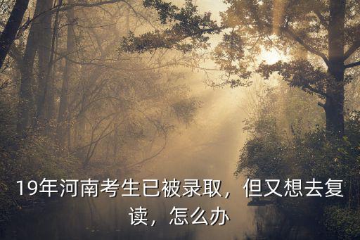 19年河南考生已被錄取，但又想去復讀，怎么辦