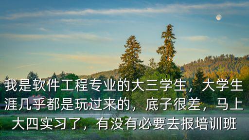 我是軟件工程專業的大三學生，大學生涯幾乎都是玩過來的，底子很差，馬上大四實習了，有沒有必要去報培訓班