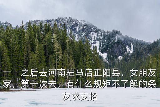 十一之后去河南駐馬店正陽縣，女朋友家，第一次去，有什么規矩不了解的條友求支招