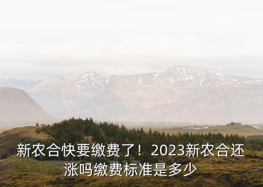 新農(nóng)合快要繳費(fèi)了！2023新農(nóng)合還漲嗎繳費(fèi)標(biāo)準(zhǔn)是多少