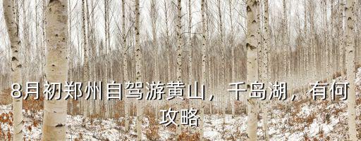 8月初鄭州自駕游黃山，千島湖，有何攻略