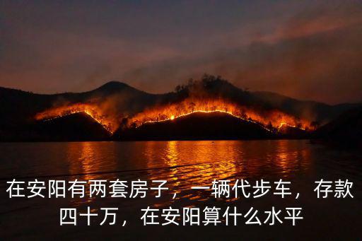 在安陽有兩套房子，一輛代步車，存款四十萬，在安陽算什么水平