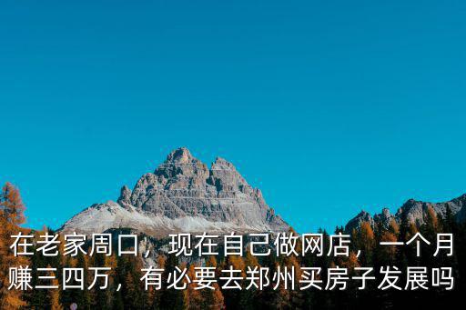 在老家周口，現在自己做網店，一個月賺三四萬，有必要去鄭州買房子發展嗎