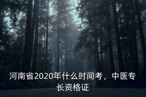 河南省2020年什么時間考，中醫專長資格證