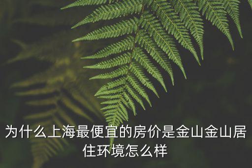 為什么上海最便宜的房價是金山金山居住環境怎么樣