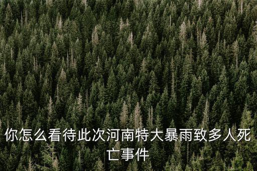 你怎么看待此次河南特大暴雨致多人死亡事件