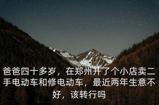 爸爸四十多歲，在鄭州開了個小店賣二手電動車和修電動車，最近兩年生意不好，該轉行嗎