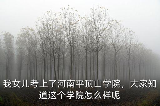 我女兒考上了河南平頂山學(xué)院，大家知道這個學(xué)院怎么樣呢