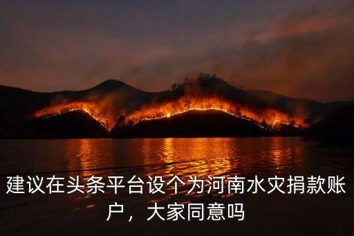 建議在頭條平臺設個為河南水災捐款賬戶，大家同意嗎