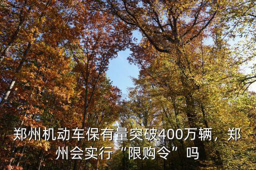 鄭州機動車保有量突破400萬輛，鄭州會實行“限購令”嗎