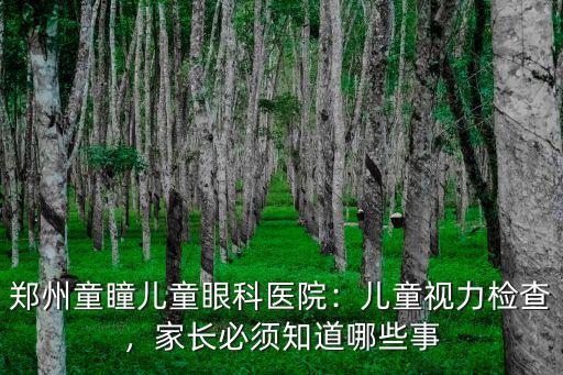 鄭州童瞳兒童眼科醫院：兒童視力檢查，家長必須知道哪些事