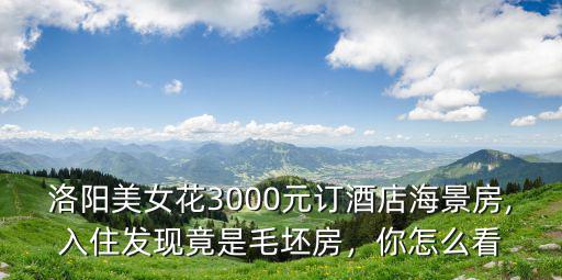 洛陽美女花3000元訂酒店海景房,入住發現竟是毛坯房，你怎么看