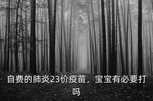 自費的肺炎23價疫苗，寶寶有必要打嗎