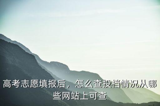 高考志愿填報后，怎么查投檔情況從哪些網(wǎng)站上可查
