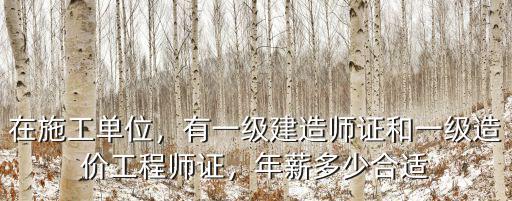 在施工單位，有一級(jí)建造師證和一級(jí)造價(jià)工程師證，年薪多少合適