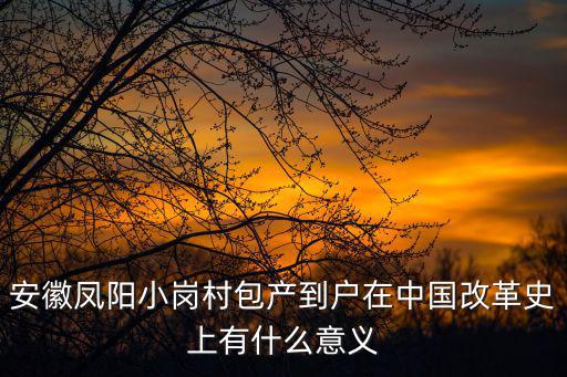 安徽鳳陽小崗村，安徽鳳陽小崗村包產到戶在中國改革史上有什么意義