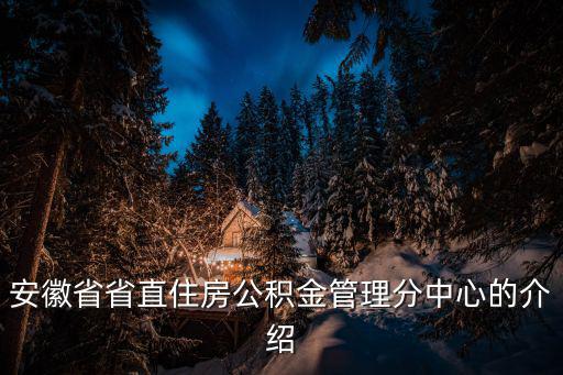 安徽省公積金管理中心，安徽省省直住房公積金管理分中心的介紹