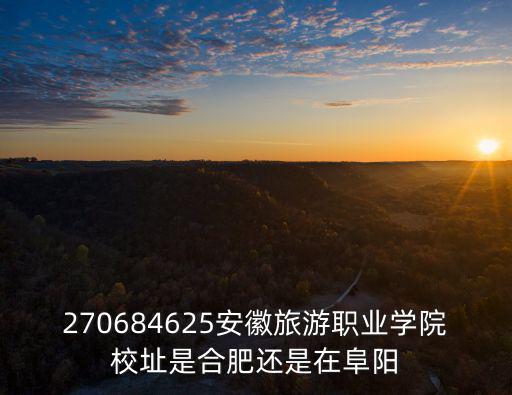 安徽旅游職業(yè)學(xué)院，270684625安徽旅游職業(yè)學(xué)院校址是合肥還是在阜陽