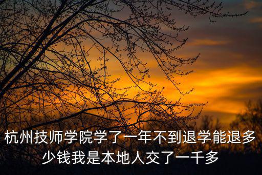 杭州技師學(xué)院學(xué)了一年不到退學(xué)能退多少錢我是本地人交了一千多