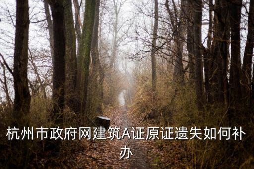 杭州市政府網建筑A證原證遺失如何補辦