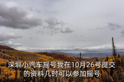 深圳小汽車搖號(hào)我在10月26號(hào)提交的資料幾時(shí)可以參加搖號(hào)