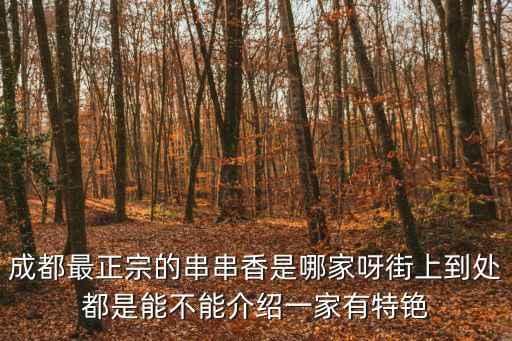 成都串串，成都最正宗的串串香是哪家呀街上到處都是能不能介紹一家有特銫