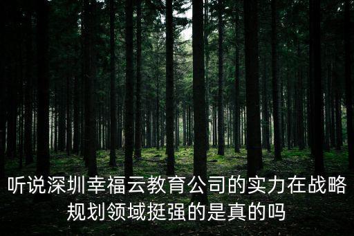 深圳教育云，聽說深圳幸福云教育公司的實力在戰略規劃領域挺強的是真的嗎