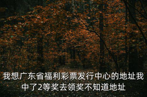 我想廣東省福利彩票發(fā)行中心的地址我中了2等獎(jiǎng)去領(lǐng)獎(jiǎng)不知道地址