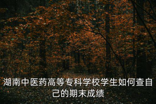 湖南中醫藥大學教務系統，湖南中醫藥高等專科學校學生如何查自己的期末成績