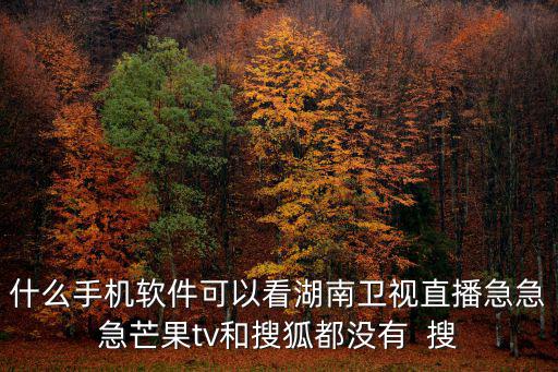什么手機(jī)軟件可以看湖南衛(wèi)視直播急急急芒果tv和搜狐都沒有  搜