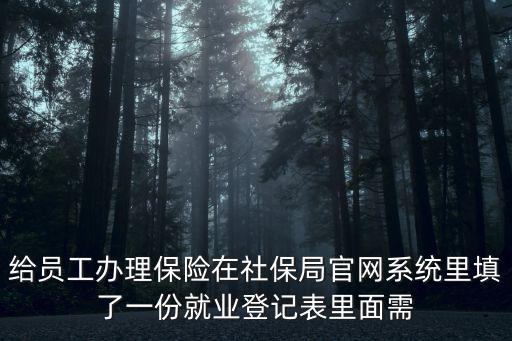 給員工辦理保險在社保局官網系統里填了一份就業登記表里面需