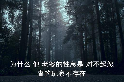 為什么 他 老婆的性息是 對不起您查的玩家不存在