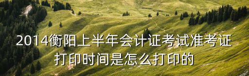 2014衡陽上半年會計證考試準考證打印時間是怎么打印的